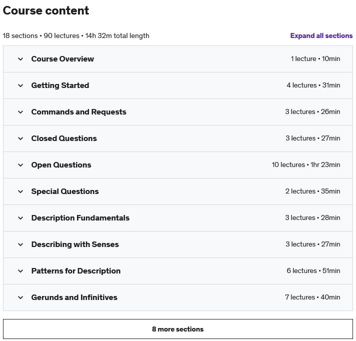 Course topics · Udemy — Uemy – English Grammar Complete | All English Sentence Patterns 2022-5