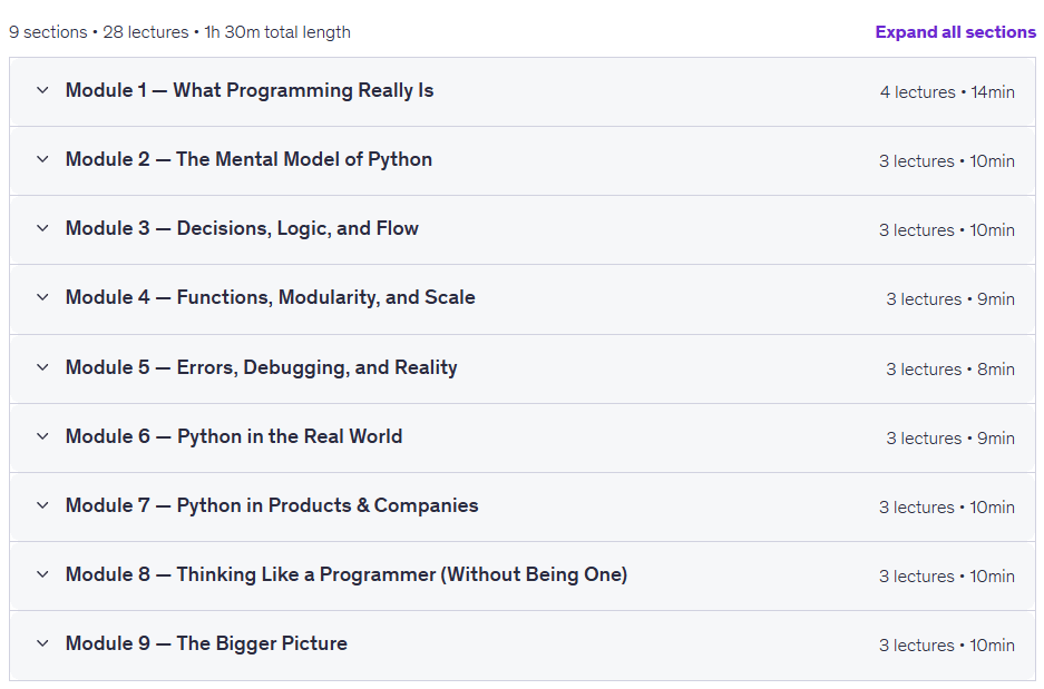 Course topics · Python for Thinkers – Concepts, Logic, and Real-World Apps 2026-1