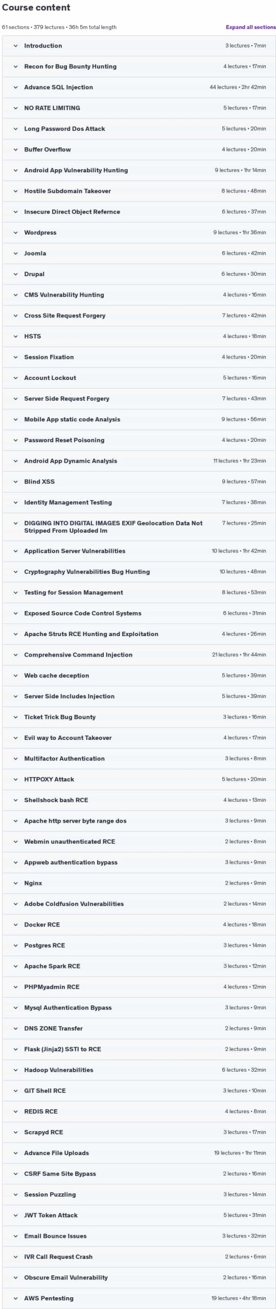 Course topics · Udemy — Offensive Bug Bounty – Hunter 2.0 2024-5