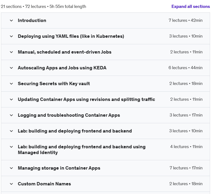 Course topics · Azure Container Apps: intro and deep dive 2024-1