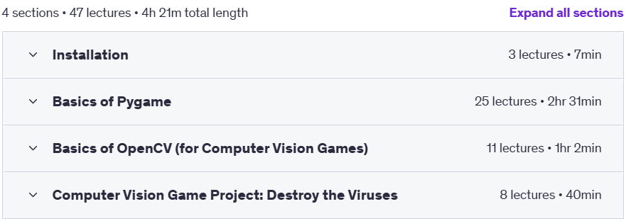 Course topics · Computer Vision Game Development 2022-5