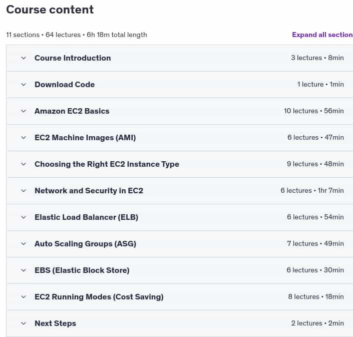 Course topics · Udemy — [NEW] Amazon EC2 Masterclass (Auto Scaling & Load Balancer) 2024-8