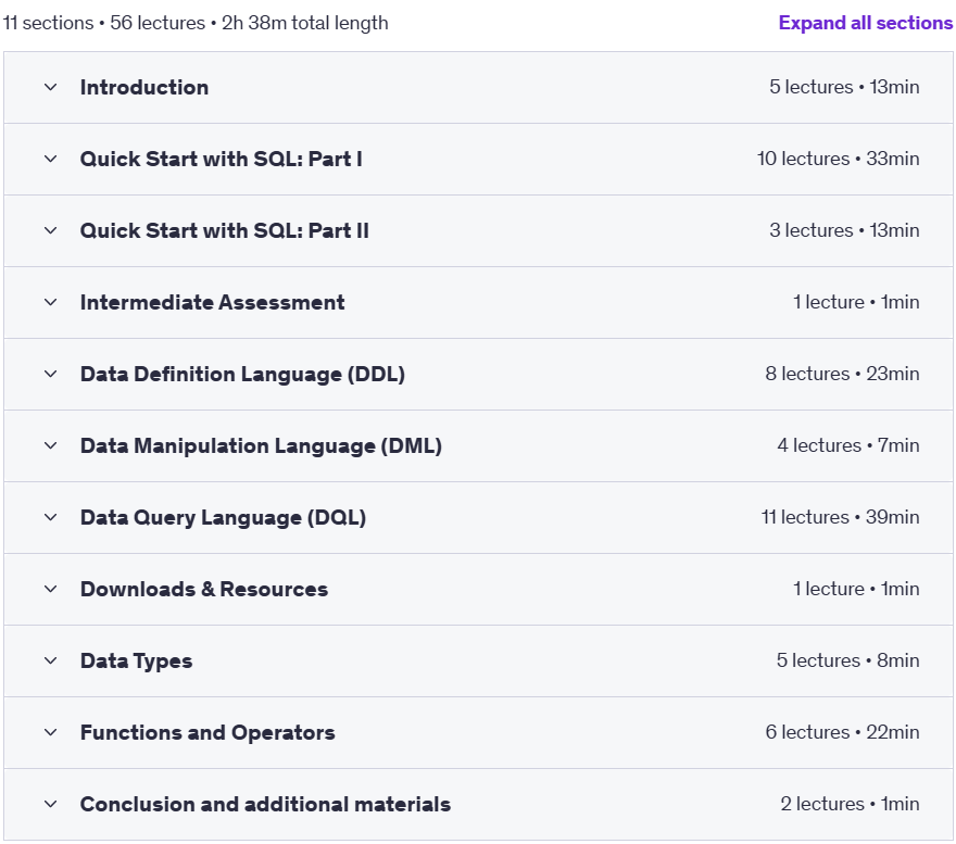 Course topics · SQL and PostgreSQL: A Practical Course 2025-3