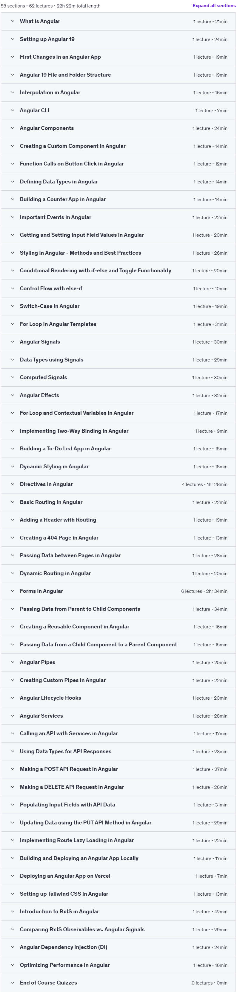 Course topics · Angular 19: Deep Dive into Modern Web Development 2025-3