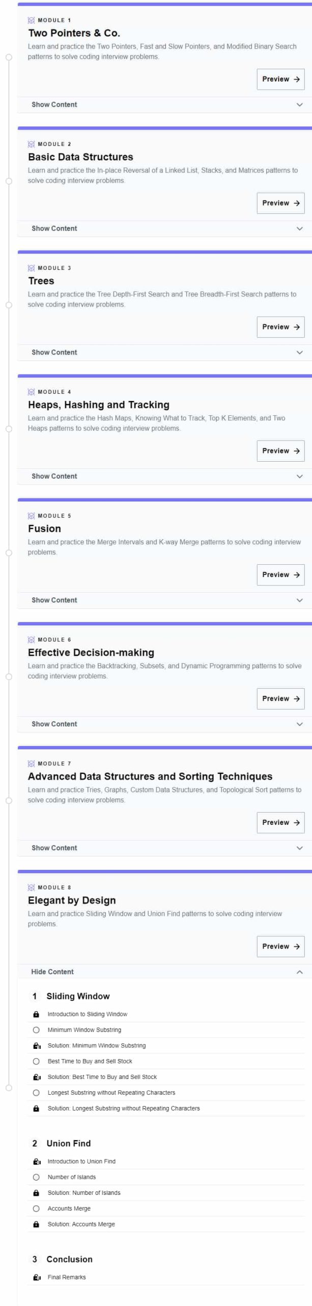 Course topics · Grokking Grind 75 in C++: Mastery through Coding Patterns 2024-9