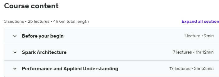 Course topics · Udemy — Apache Spark 3 – Beyond Basics and Cracking Job Interviews 2021-11