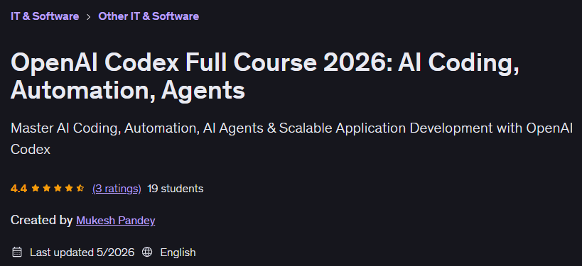 تصاویر · OpenAI Codex مکمل کورس 2026: AI کوڈنگ، آٹومیشن، ایجنٹ 2026-5