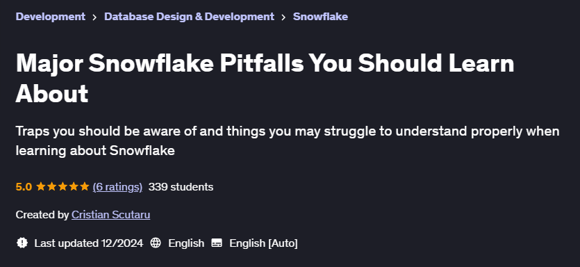 Pictures · Udemy — Major Snowflake Pitfalls You Should Learn About 2024-12