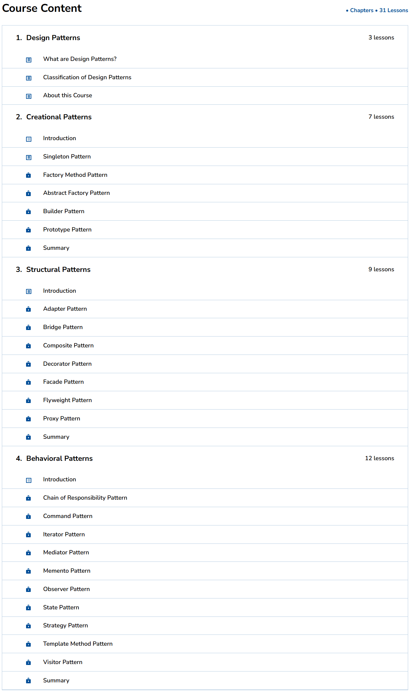 Course topics · DesignGurus – Grokking Design Patterns for Engineers and Managers 2025-12
