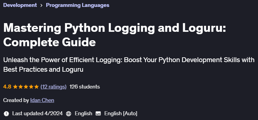 Pictures · Udemy — Mastering Python Logging and Loguru: Complete Guide 2024-2