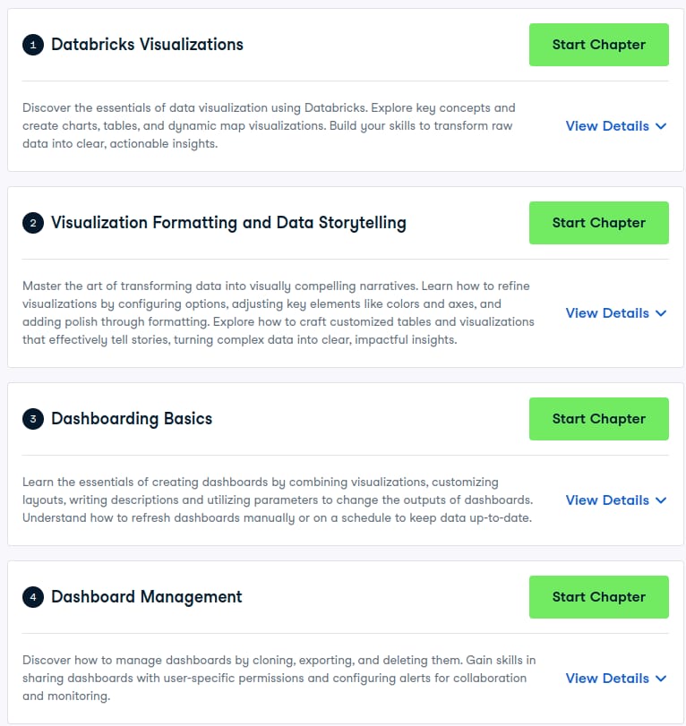 Course topics · Data Visualization in Databricks 2025-3