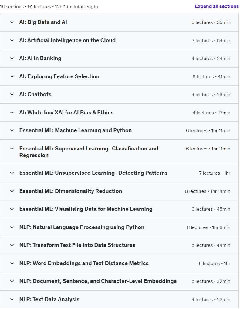 Course topics · Certified Artificial Intelligence Developer Program 2024-7