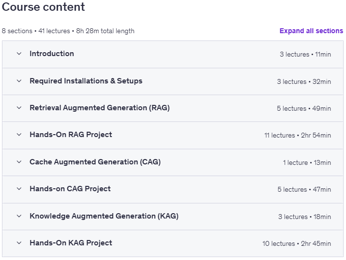 Course topics · Generative AI with Context: RAG, CAG & KAG Applications 2025-12