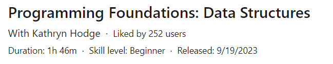 Pictures · LinkedIn — Programming Foundations: Data Structures 2023-9