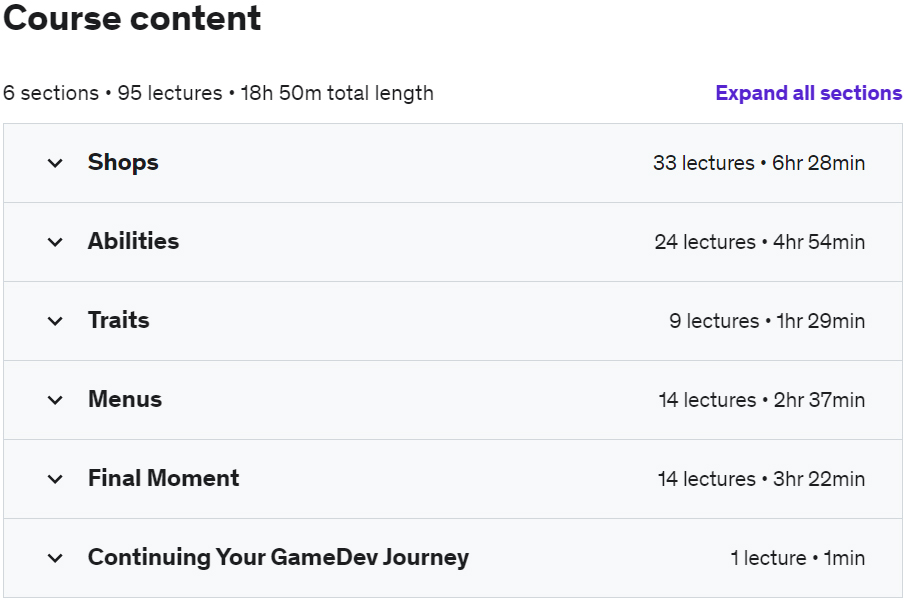 Course topics · Udemy — RPG Shops & Abilities: Intermediate C# Game Coding 2022-7