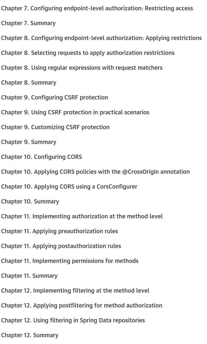 Course topics · Oreilly – Spring Security in Action, Second Edition, Video Edition 2024-6