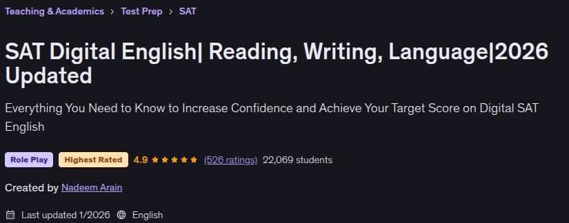 الصور · SAT اللغة الإنجليزية الرقمية القراءة والكتابة واللغة2026 تحديث 2026-1