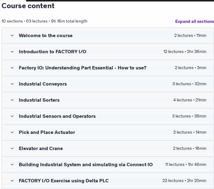 Course topics · Factory Automation using PLC Logics 2024-5