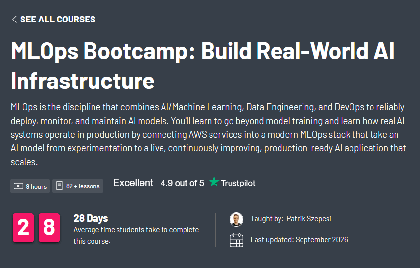 चित्र · ZeroToMastery – MLOps Bootcamp: वास्तविक दुनिया का निर्माण AI Infrastructure के बारे में 2026-8
