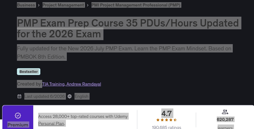 चित्र · PMP परीक्षा Prep पाठ्यक्रम 35 PDUs / घंटे के लिए अद्यतन 2026 परीक्षा 2026-6