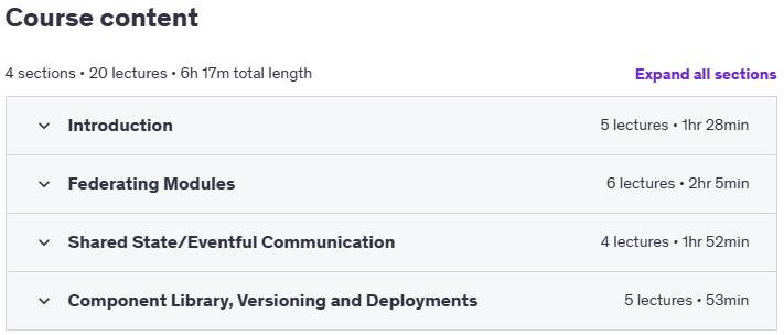 Course topics · Udemy — Mastering Micro Frontends with Module Federation 2024-12