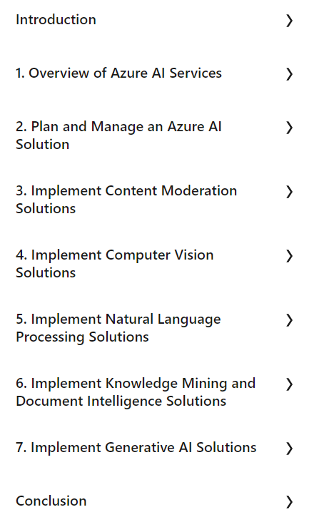 Course topics · LinkedIn — Azure AI Engineer Associate (AI-102) Cert Prep: Exam Tips 2024-8