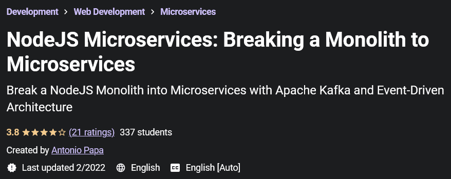 Pictures · Udemy — NodeJS Microservices: Breaking a Monolith to Microservices 2021-12