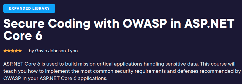 Pictures · Pluralsight — Secure Coding with OWASP in ASP.NET Core 6 2022-10