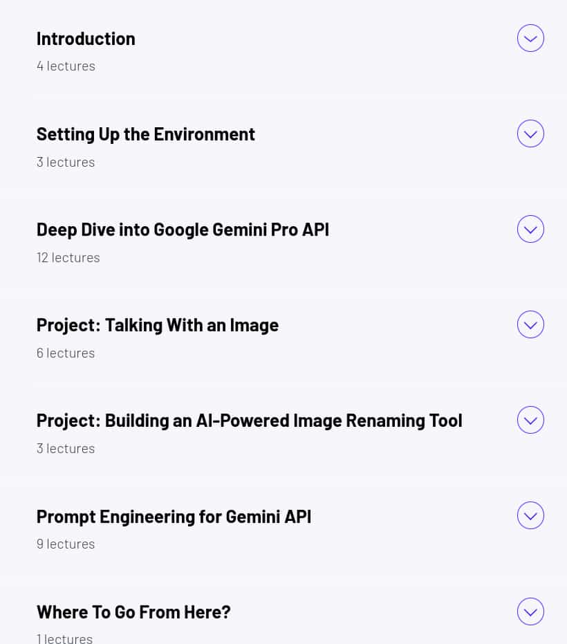 Course topics · ZeroToMastery — Building AI Apps with the Gemini API 2025-4