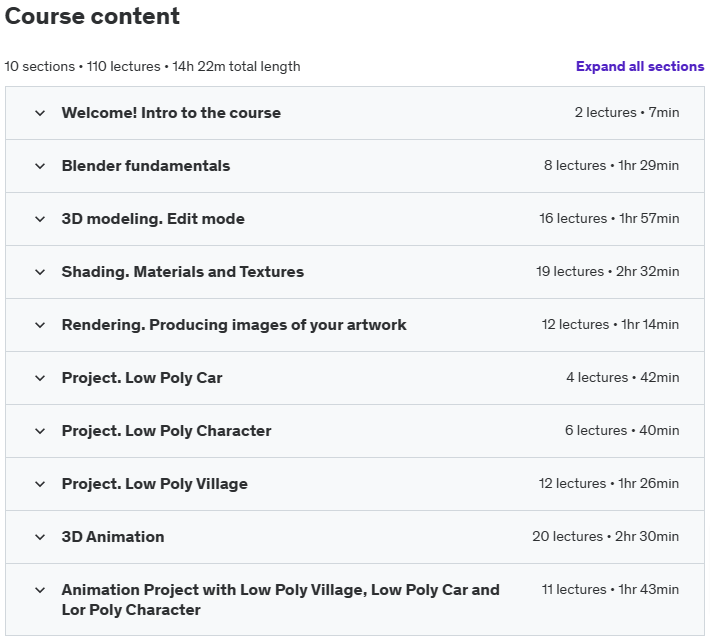 Course topics · Blender 4 Essentials: 3D Modeling and Animation for Beginner 2024-10
