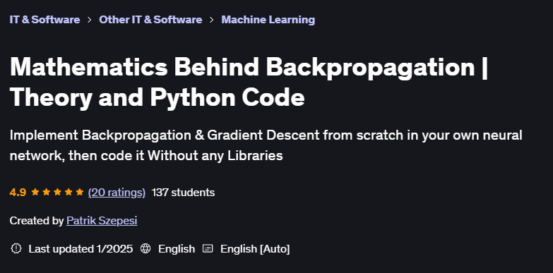 Pictures · Udemy — Mathematics Behind Backpropagation | Theory and Python Code 2025-1