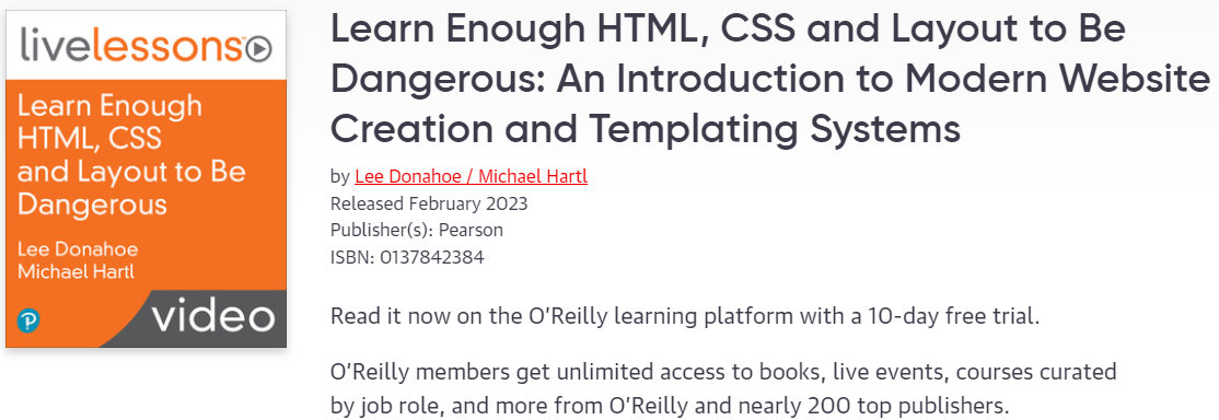 Pictures · Oreilly — Learn Enough HTML, CSS and Layout to Be Dangerous: An Introduction to Modern Website Creation and Templating Systems 2022-9