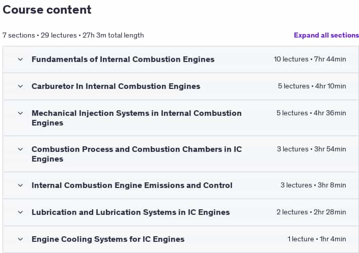 Course topics · Udemy — Advanced Internal Combustion Engine Analysis and Design 2023-1