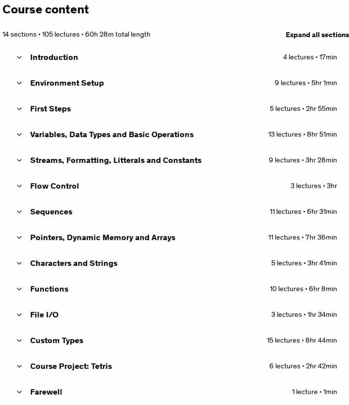 Course topics · C++23 Fundamentals with Projects & Algorithms 2025-6