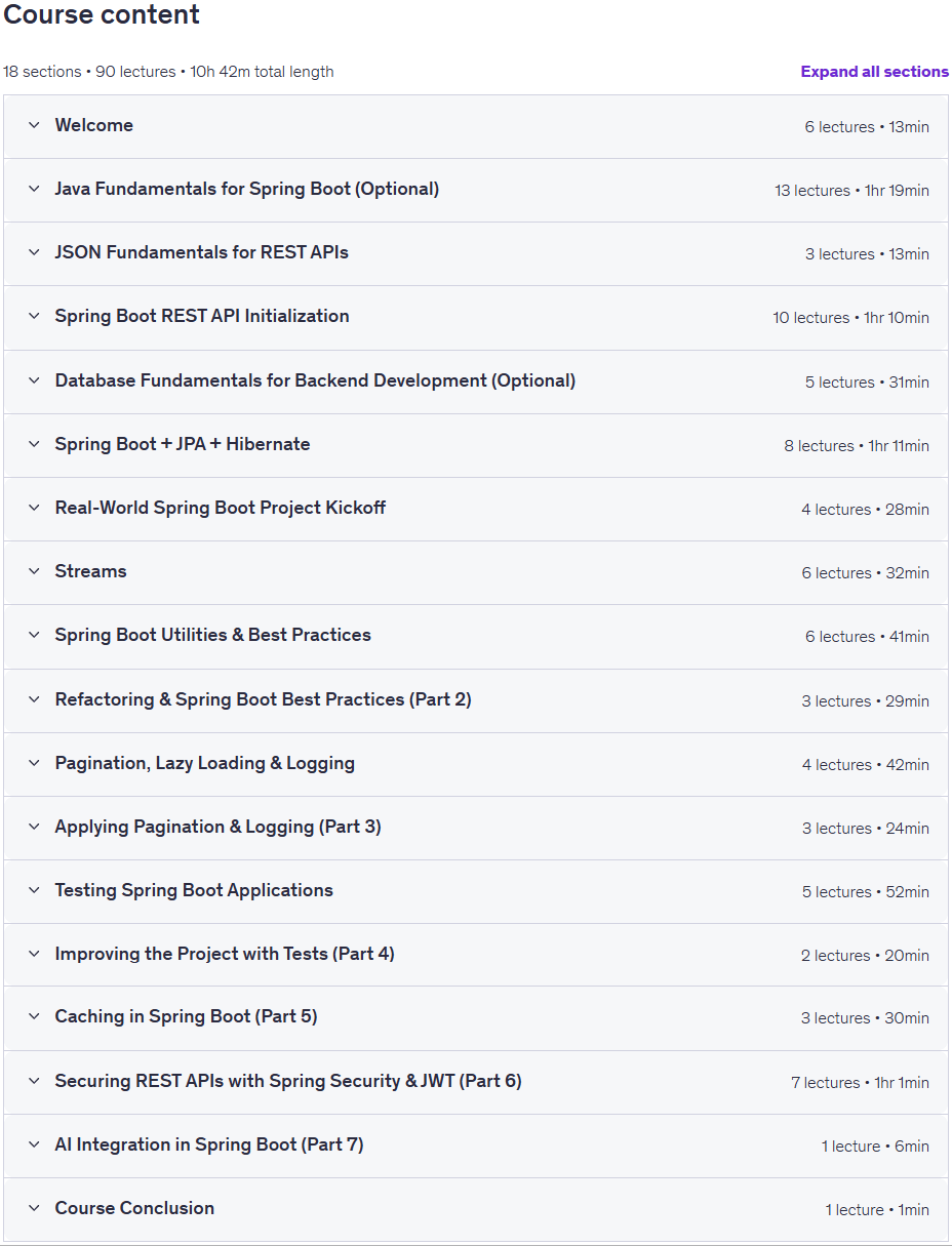 Kursthemen · Spring Boot Backend Entwicklung: Build Produktion-Ready REST 2026-1