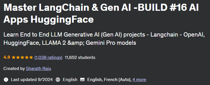 Pictures · Udemy — Master LangChain & Gen AI -BUILD #16 AI Apps HuggingFace 2024-6