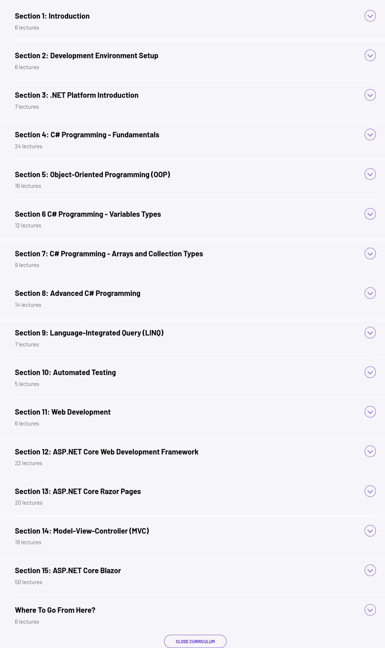 Course topics · ZeroToMastery — C#/.NET Bootcamp: Full-Stack Web Development (w/ ASP.NET Core and Blazor) 2025-4