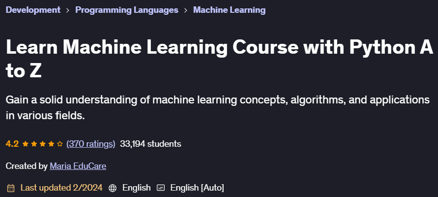 Pictures · Udemy — Learn Machine Learning Course with Python A to Z 2024-1