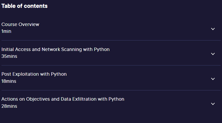 Course topics · Network Pen Testing with Python 2023-6