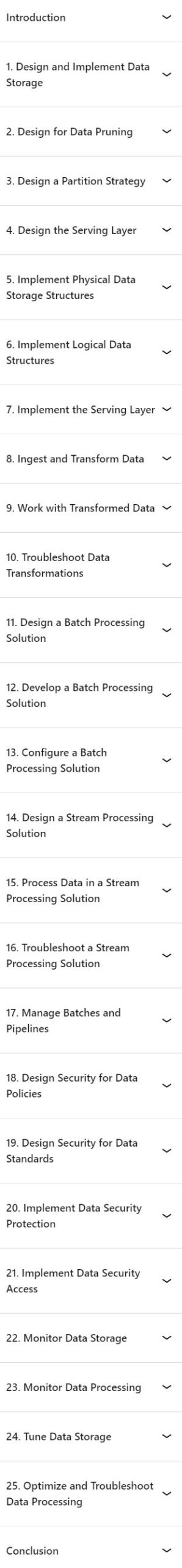 Course topics · Microsoft Azure Data Engineer Associate (DP-203) Cert Prep by Microsoft Press 2024-9
