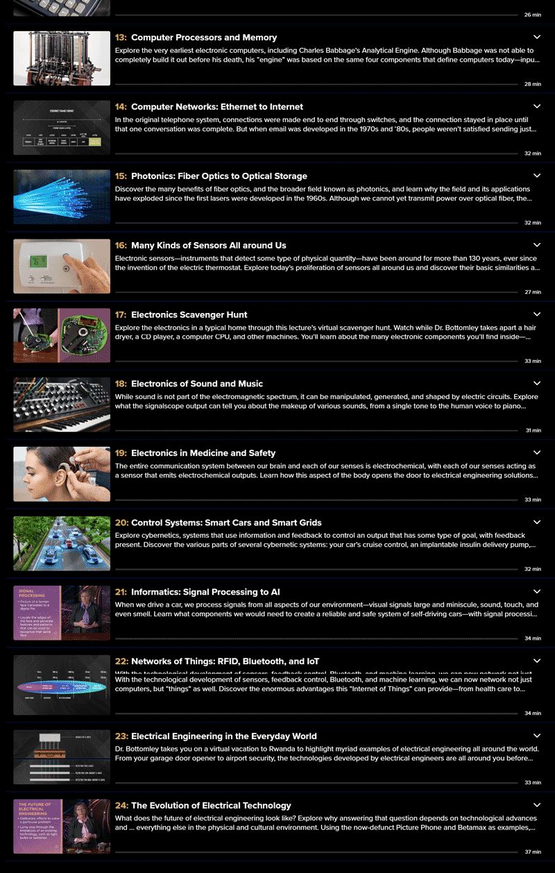 Course topics · The Great Courses Plus – Electrical Engineering for Everyone 2022-4
