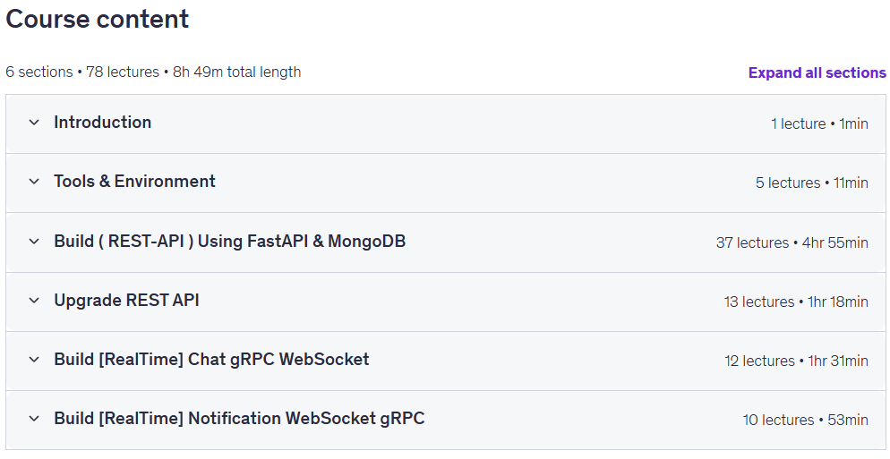 课程主题 · 学习 Python FastAPI (RestAPI & WebSocket & gRPC) MongoDB 2026-6