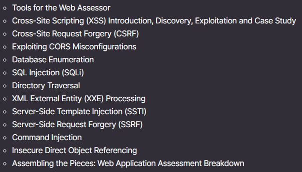 Темы курса · Нападная безопасность - WEB200Оценка базовых веб-приложений с Kali Linux 2023-6