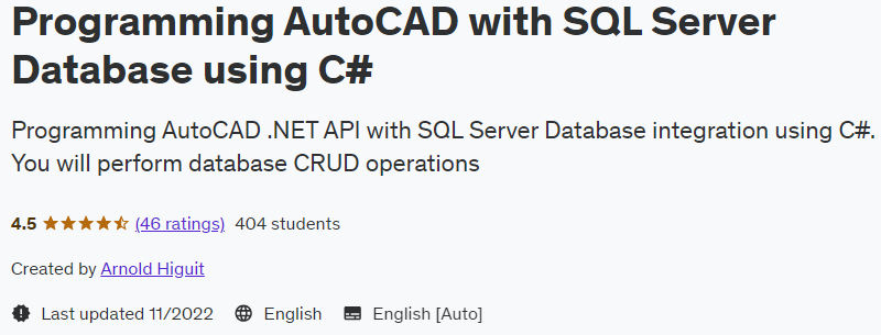 Pictures · Udemy — Programming AutoCAD with SQL Server Database using C# 2021-11