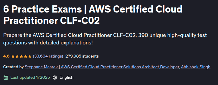 Pictures · Udemy — 6 Practice Exams | AWS Certified Cloud Practitioner CLF-C02 2025-1