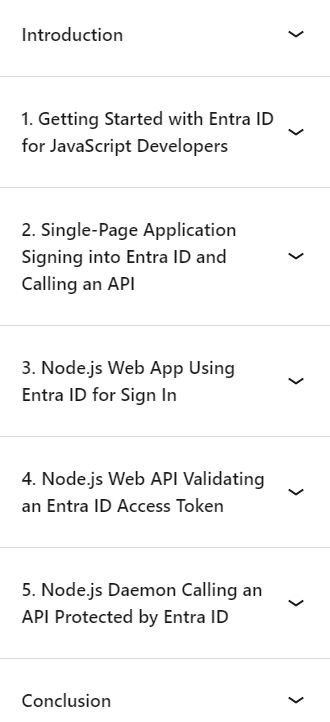 Course topics · Microsoft Entra ID for JavaScript Developers 2024-9