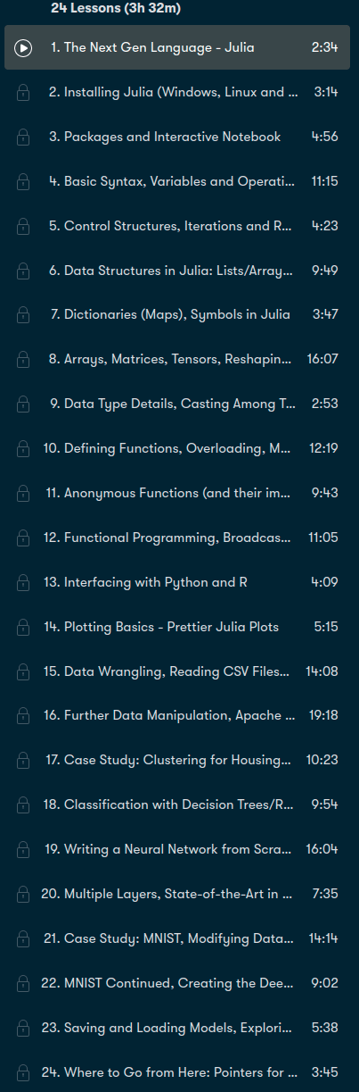 Course topics · Julia Programming Language – Next Gen Data Science and Machine Learning 2021-4