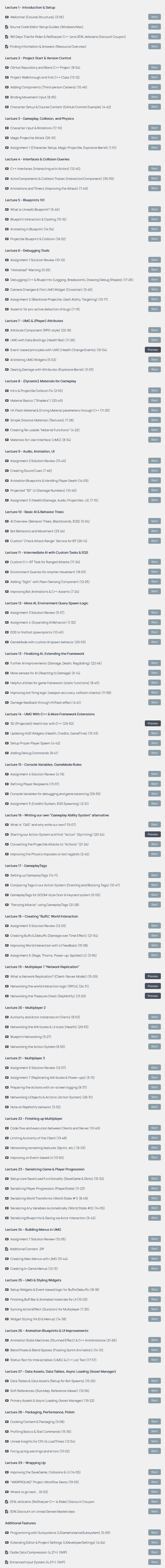 Course topics · TomLooman — Professional Game Development in C++ and Unreal Engine 2022-7