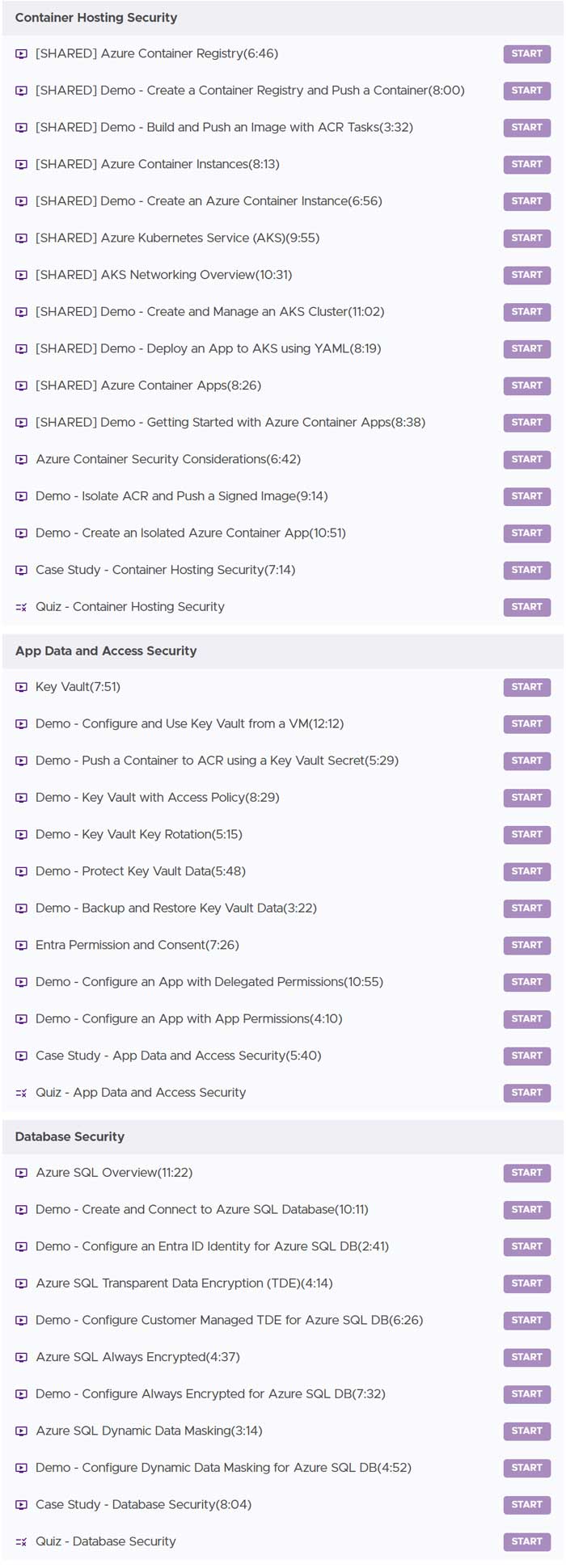 Course topics · Adrian Cantrill — AZ-500 Microsoft Security Engineer 2024-8