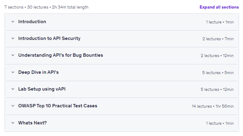 Course topics · Mastering API Security for Pentesting & Bug Bounties 2025 2025-3